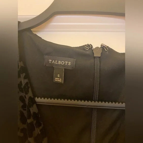 Talbots Black Cheetah Velvet Detail Wrap Dress - Picture 4 of 7